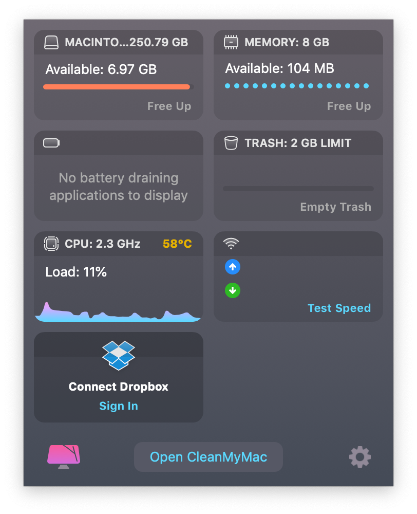 CleanMyMac X Menu CleanMyMac X Menu